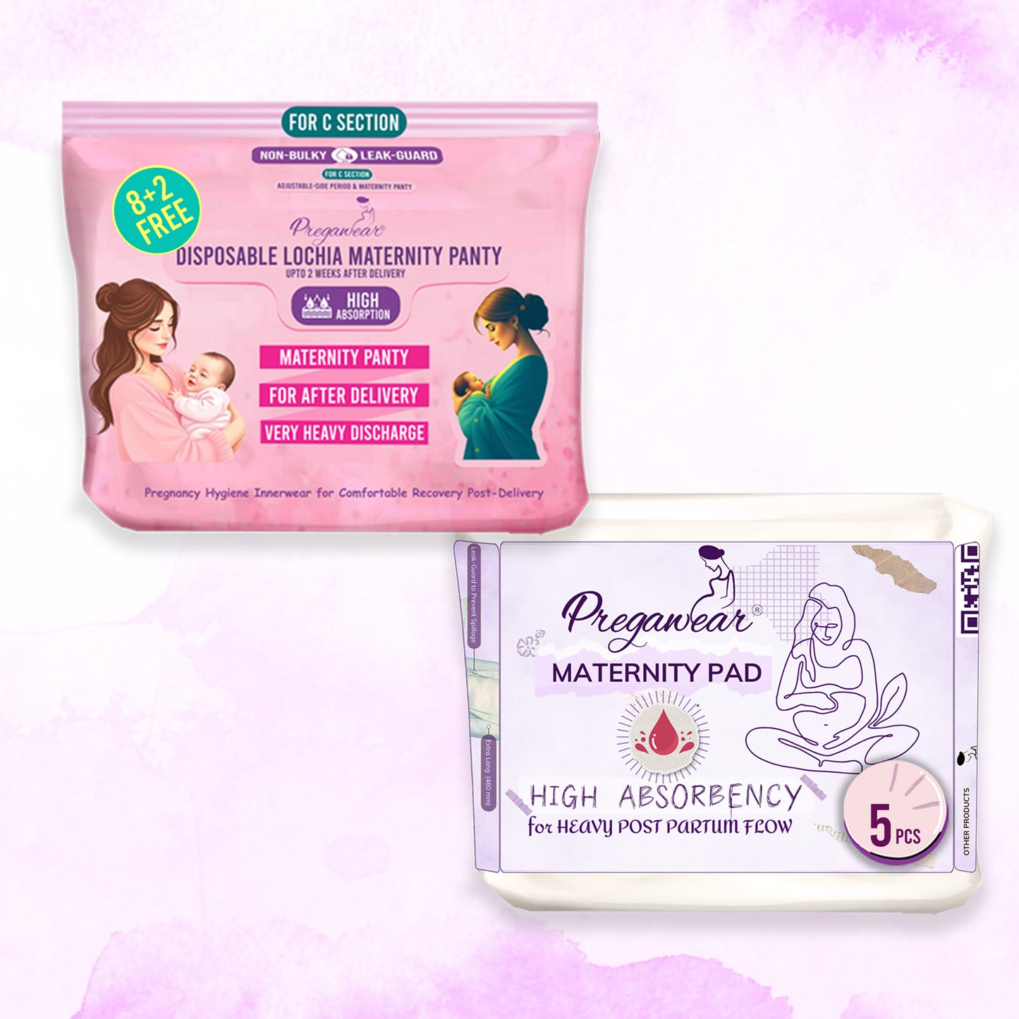 Pregawear Lochia Maternity Panty for C Section & Maternity Pad Combo for Heavy Flow Post Delivery
