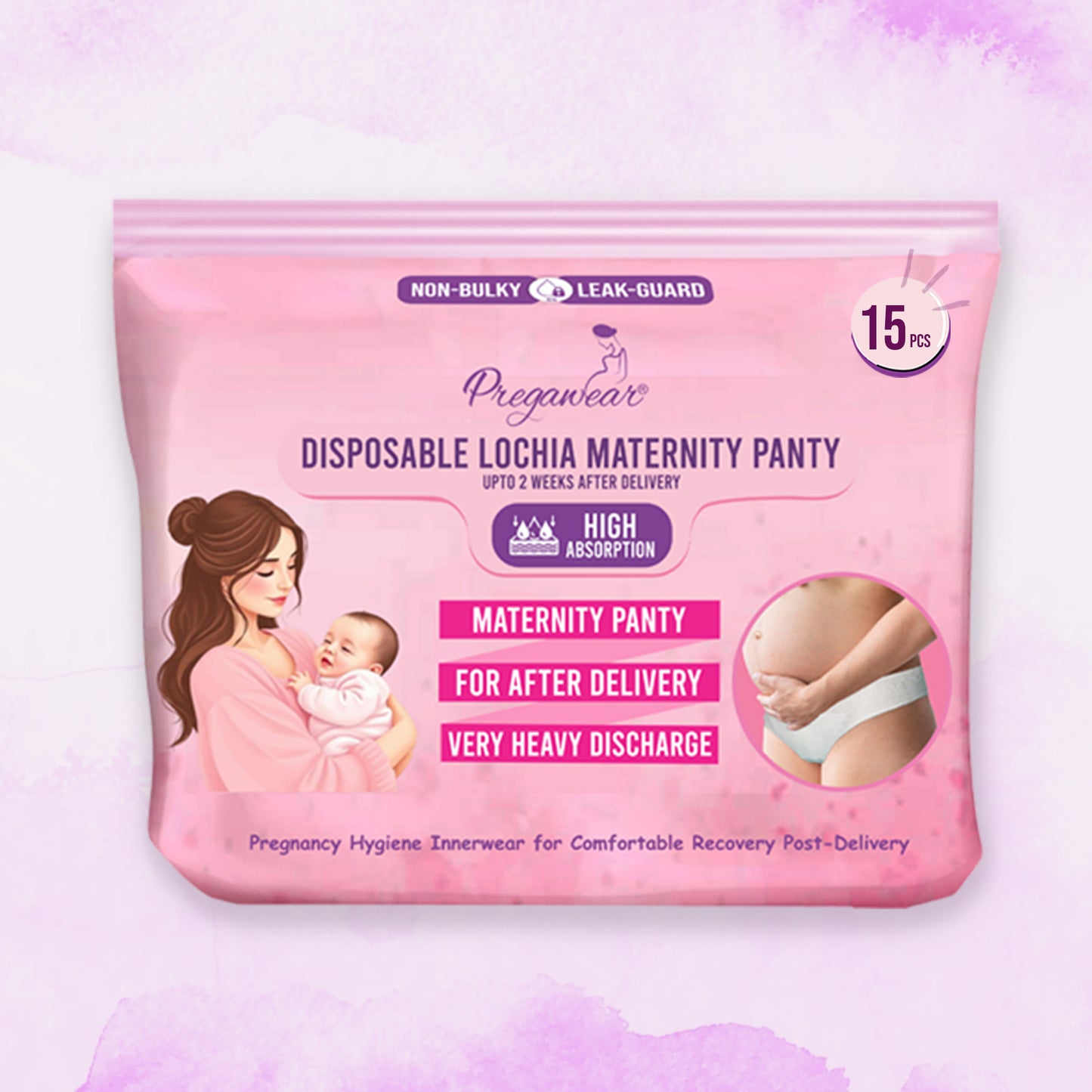 Lochia Maternity Panties (Disposable) with High Absorption Pad & Leak Guard for Extra Heavy Flow, Pregawear--Disposable Lochia Panty