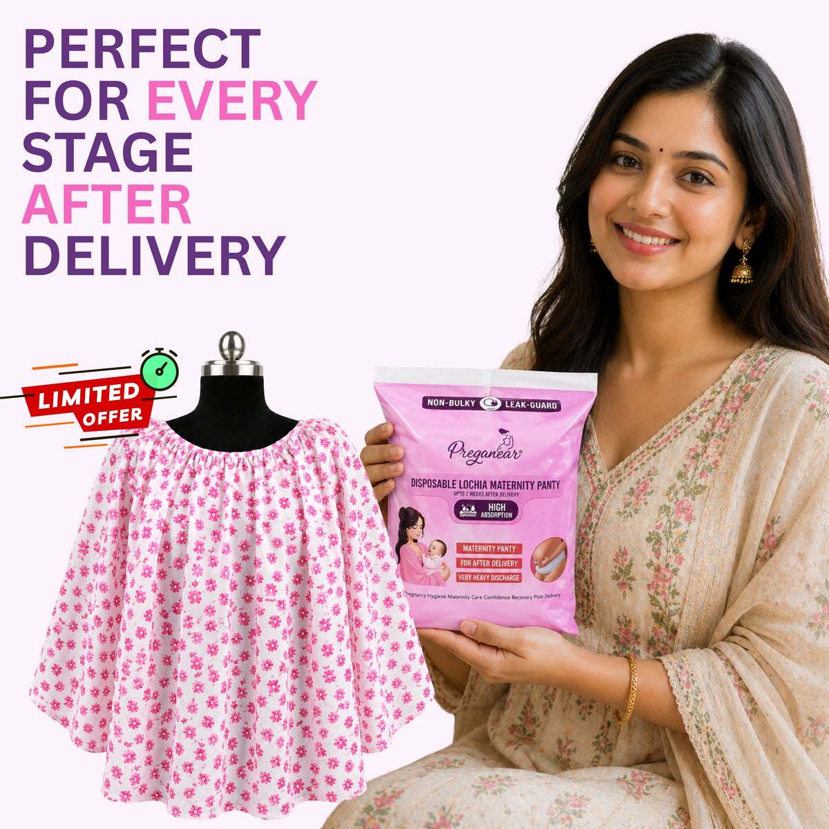 Disposable Lochia Maternity Panty with Nursing Cover Free Super Absorbent Postpartum Underwear for Heavy Bleeding After Delivery | Leak Guard Protection