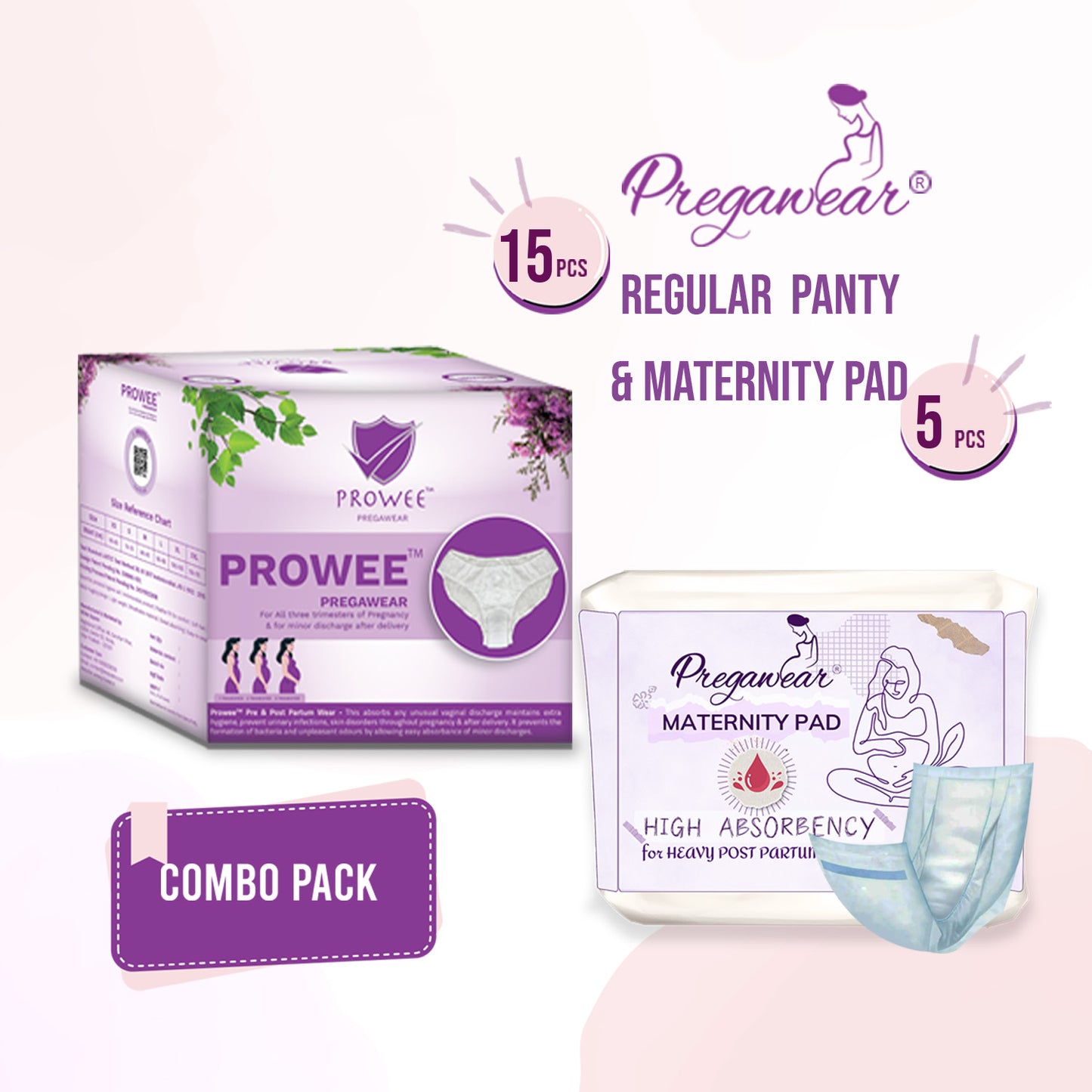 Pregawear Regular Disposable Panty & Maternity Pad Combo for Women during Pregnancy Stain-Proof