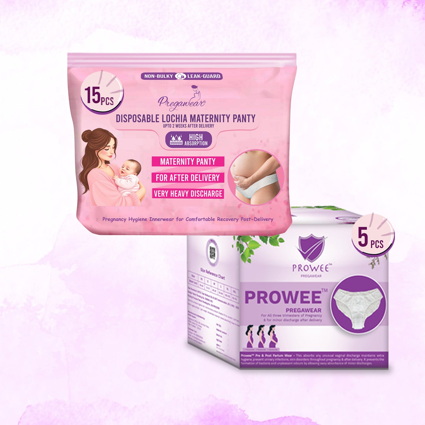 Pregawear Lochia Maternity Panty & Regular Disposable Panty Combo | Antifungal, Antibacterial Underwear for New Mothers | Soft, Breathable, Leak-Proof Panties for Heavy Lochia & Light Daily Discharge