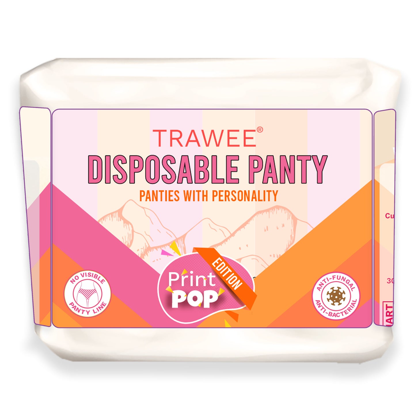 Trawee Women Disposable Innerwear| Print Pop Travel Panty | Rash-Free, Breathable, Antibacterial, Antifungal| Prevents UTI| Perfect for Daily Use, Trips, Trekking & Vacations| No Laundry - XL (Copy)