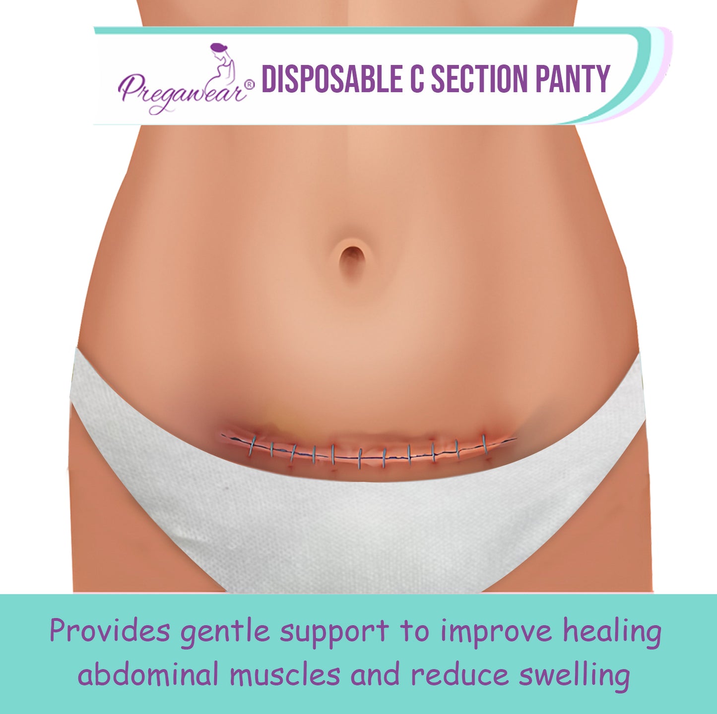 Pregawear Disposable C Section Panty | Low Waist Design Pregnancy Panties for Women| Maternity Panty After Delivery| Soft, Breathable, Antibacterial & Antifungal Full Coverage Underwear| Caesarean & Normal Delivery New Mothers