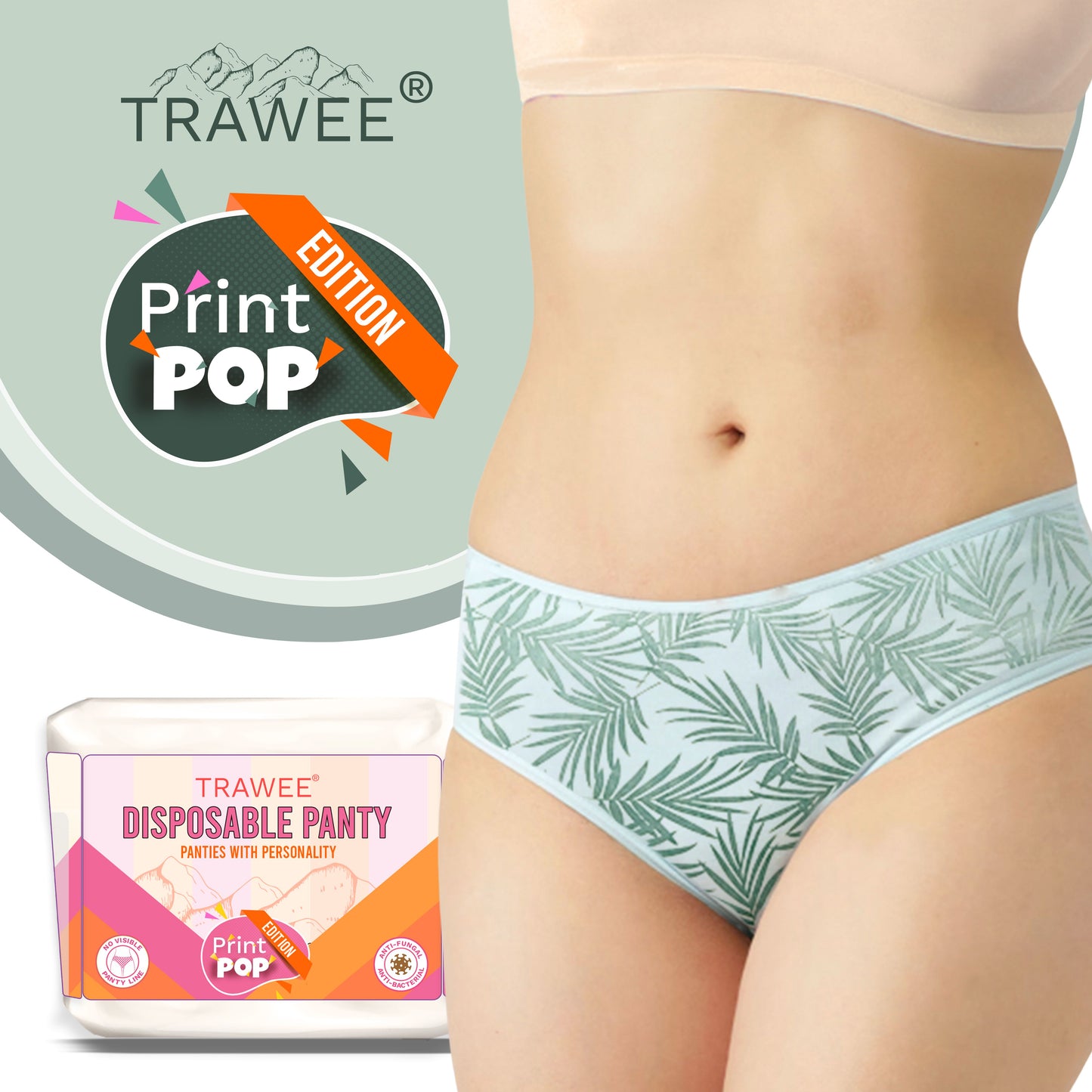 Trawee Women Disposable Innerwear| Print Pop Travel Panty | Rash-Free, Breathable, Antibacterial, Antifungal| Prevents UTI| Perfect for Daily Use, Trips, Trekking & Vacations| No Laundry