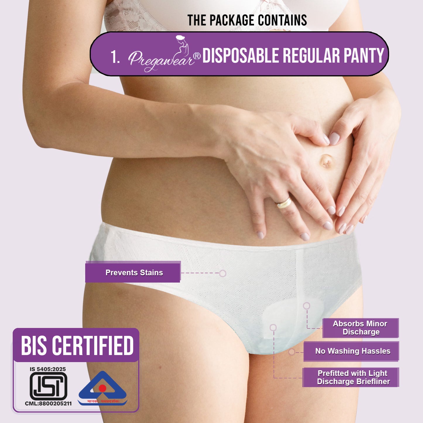 Pregawear Regular Disposable Panty & Maternity Pad Combo for Women during Pregnancy Stain-Proof