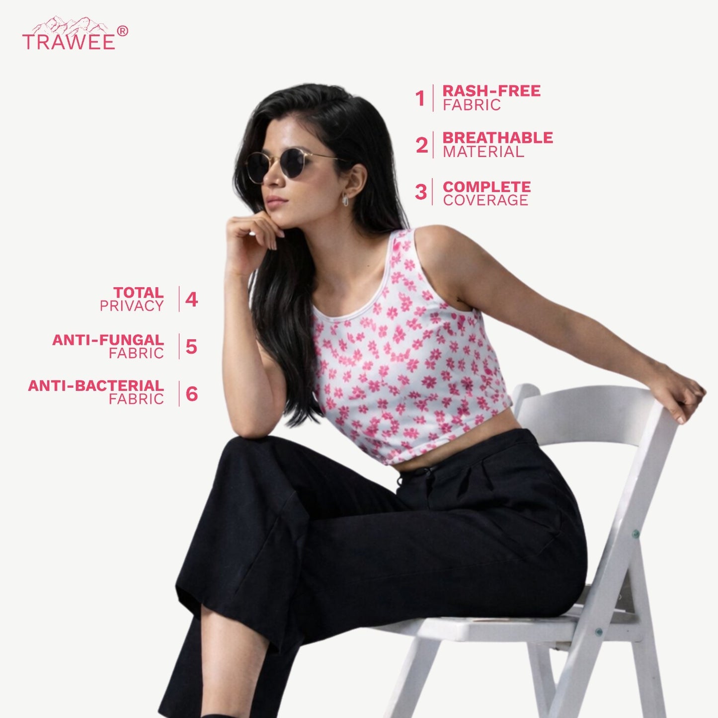 Trawee Print Pop Disposable Top for Women | Breathable, Antibacterial & Antifungal Innerwear | Travel-Friendly Lightweight Summer Tank Top