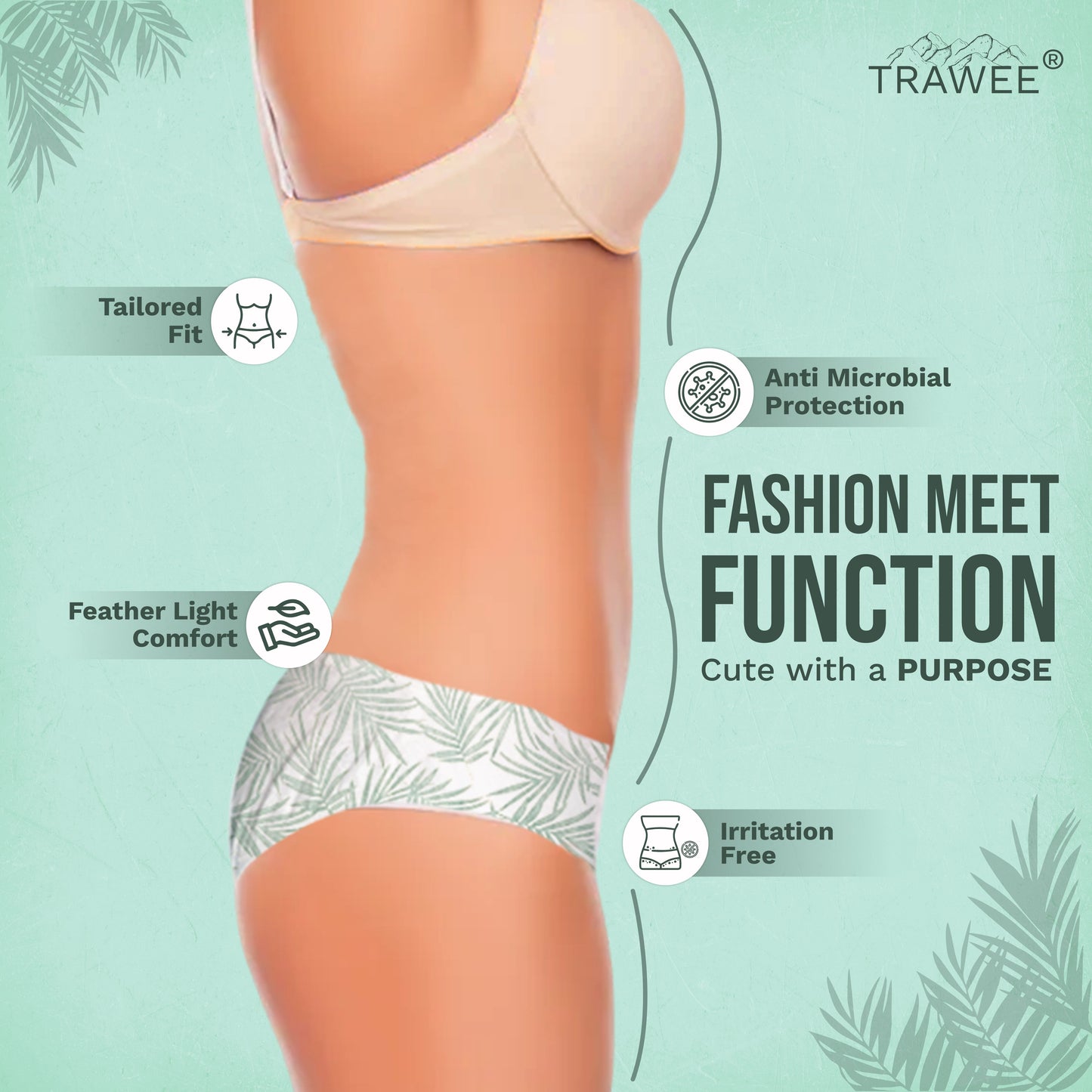 Trawee Women Disposable Innerwear| Print Pop Travel Panty | Rash-Free, Breathable, Antibacterial, Antifungal| Prevents UTI| Perfect for Daily Use, Trips, Trekking & Vacations| No Laundry