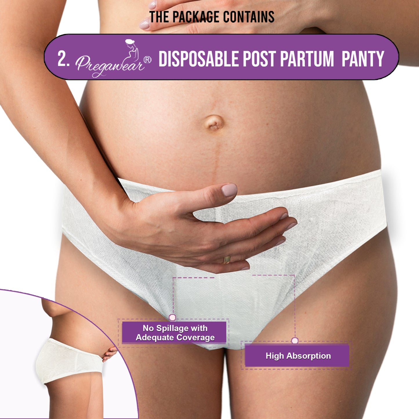 Pregawear C-Section Maternity Panty & Disposable Postpartum Panty Combo | Low Rise C Section Underwear with Ultra Thin, Leak-Proof, Antibacterial Antifungal Mid Waist After Delivery Care