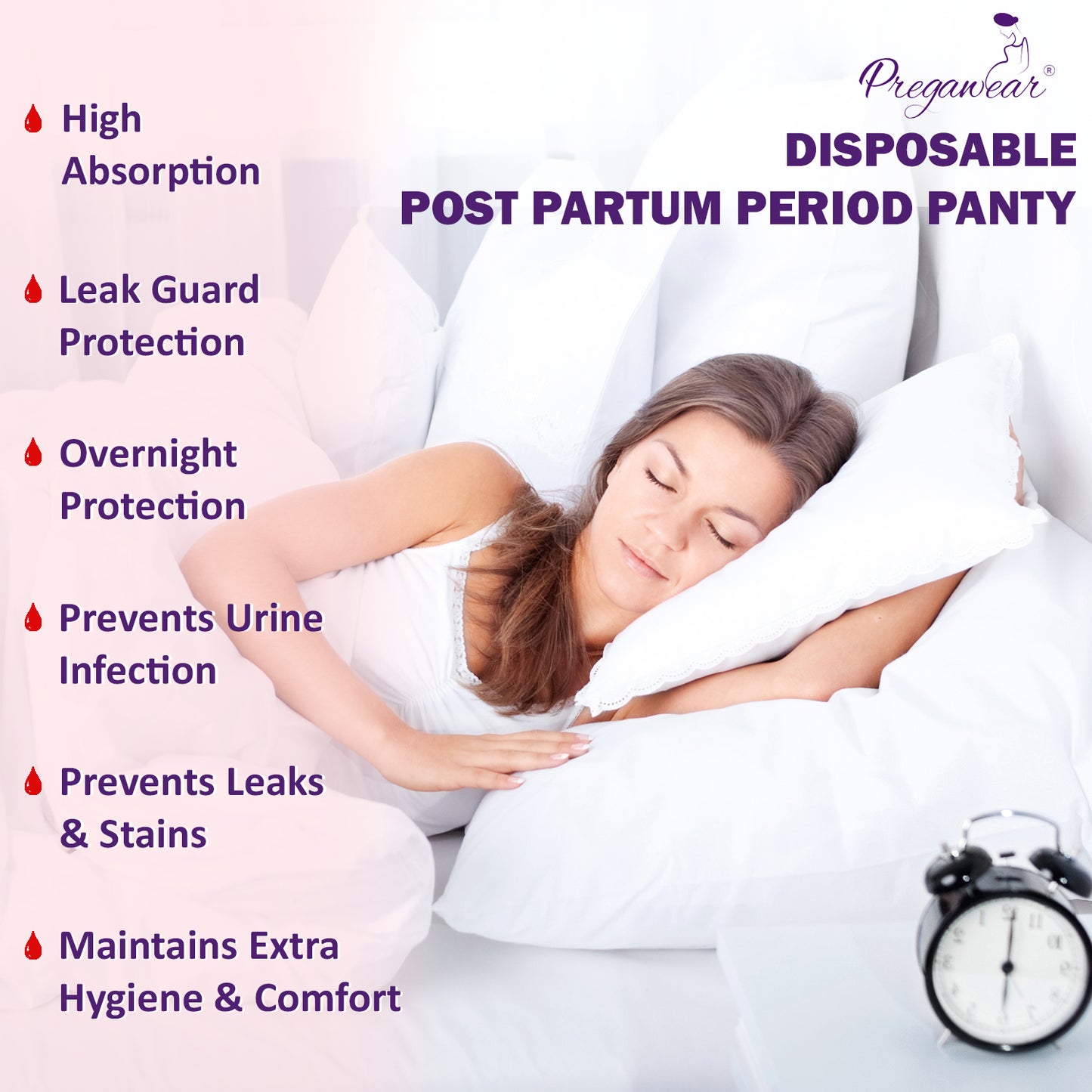 Pregawear Post Partum Period Panty| Heavy Flow 360 Coverage |Overnight Protection Leak Proof Period Panties| Post Delivery Disposable Underwear