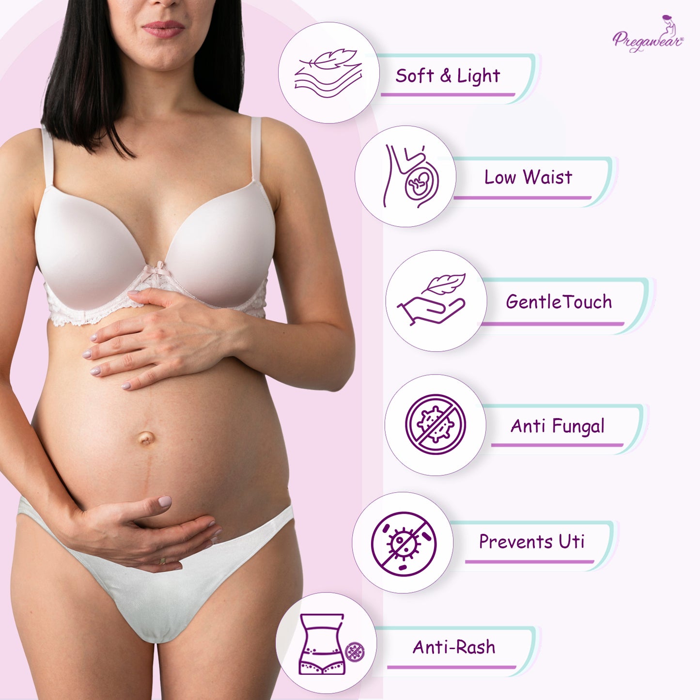 Pregawear Disposable C Section Panty | Low Waist Design Pregnancy Panties for Women| Maternity Panty After Delivery| Soft, Breathable, Antibacterial & Antifungal Full Coverage Underwear| Caesarean & Normal Delivery New Mothers