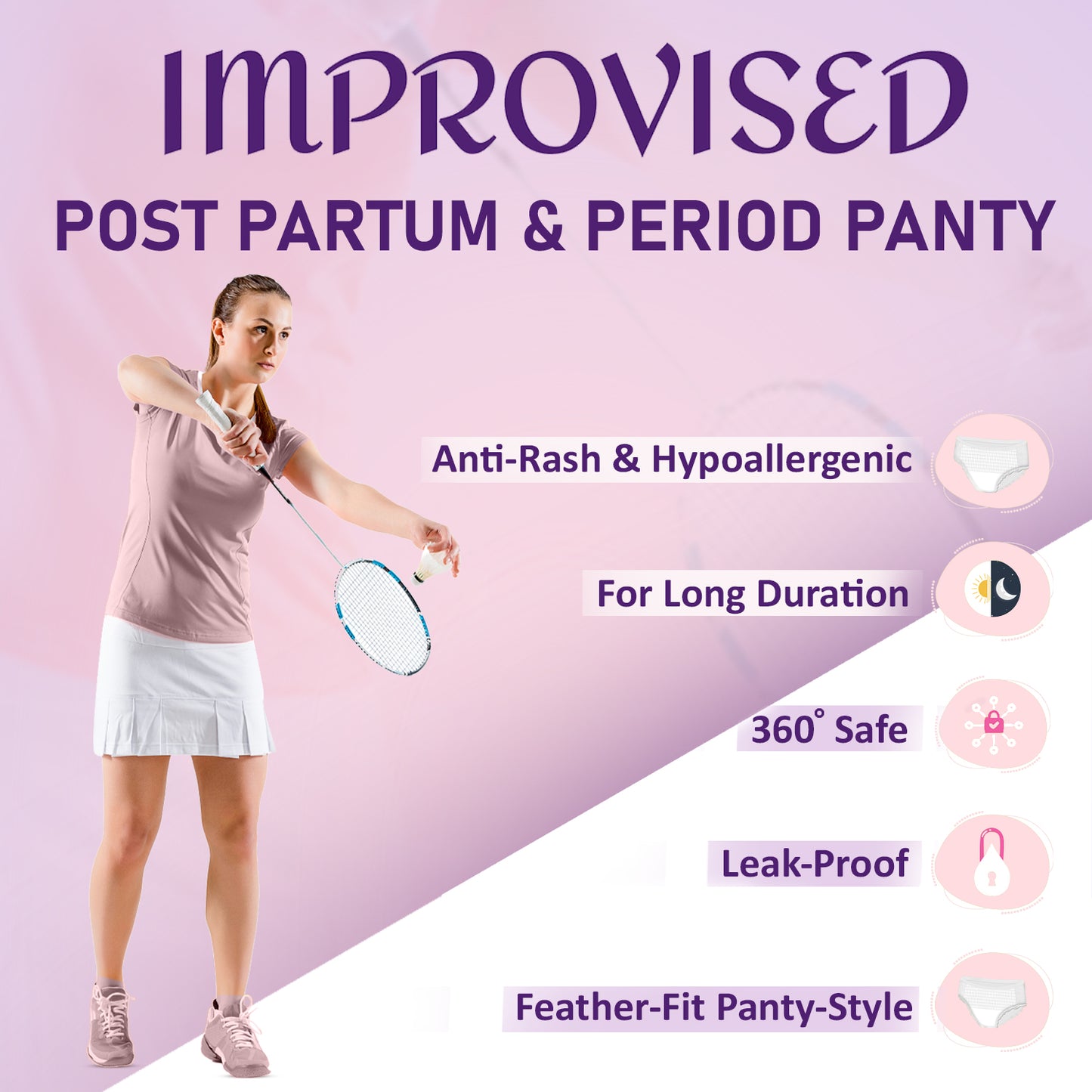 Pregawear Post Partum Period Panty| Heavy Flow 360 Coverage |Overnight Protection Leak Proof Period Panties| Post Delivery Disposable Underwear