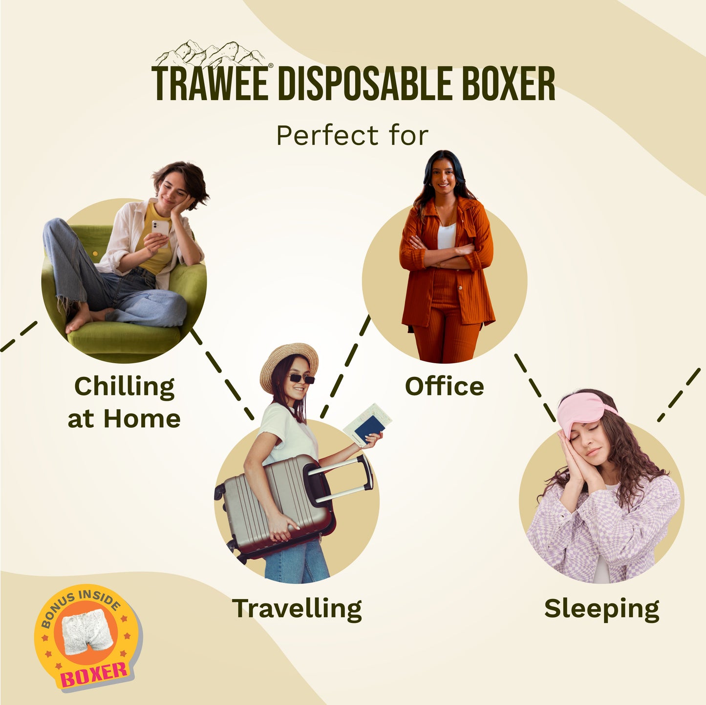 Trawee Disposable Women Panty with Free Boxer | Travel, Periods, Maternity, Spa,Night Wear| Anti Fungal & Anti Bacterial Underwear| Absorbs Sweat & Daily Discharge| Rash Free