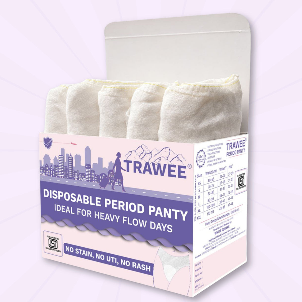 TRAWEE Disposable Period Panties for Heavy Flow with High Absorption Capacity,Customised Fitting Overnight Protection- TRAWEE PP