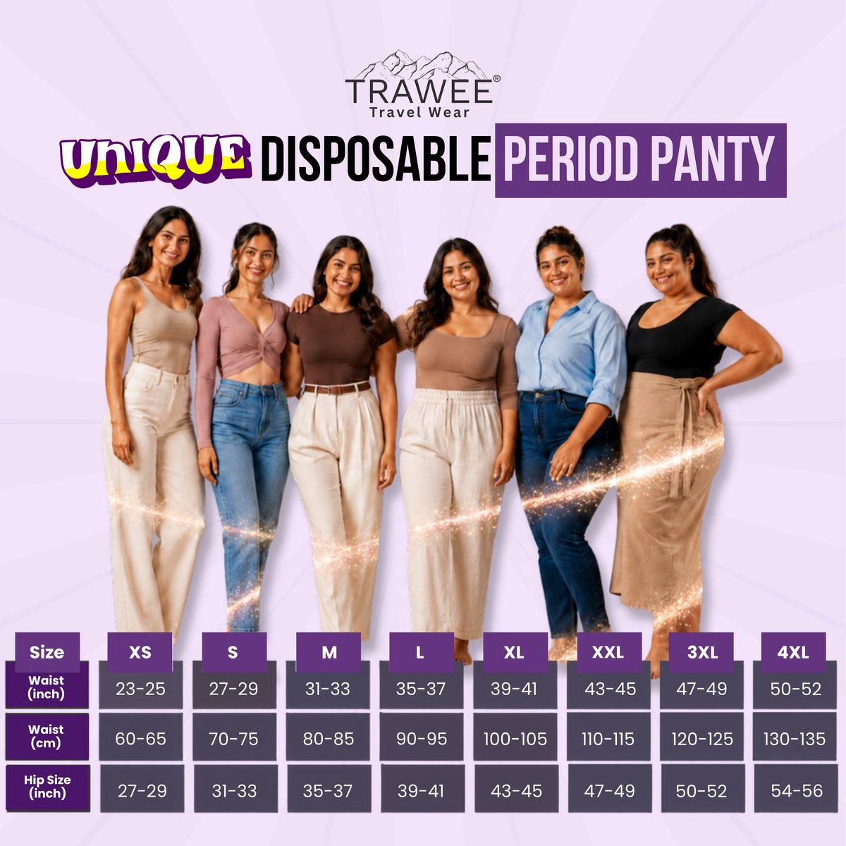 TRAWEE Disposable Period Panties for Heavy Flow with High Absorption Capacity,Customised Fitting Overnight Protection- TRAWEE PP