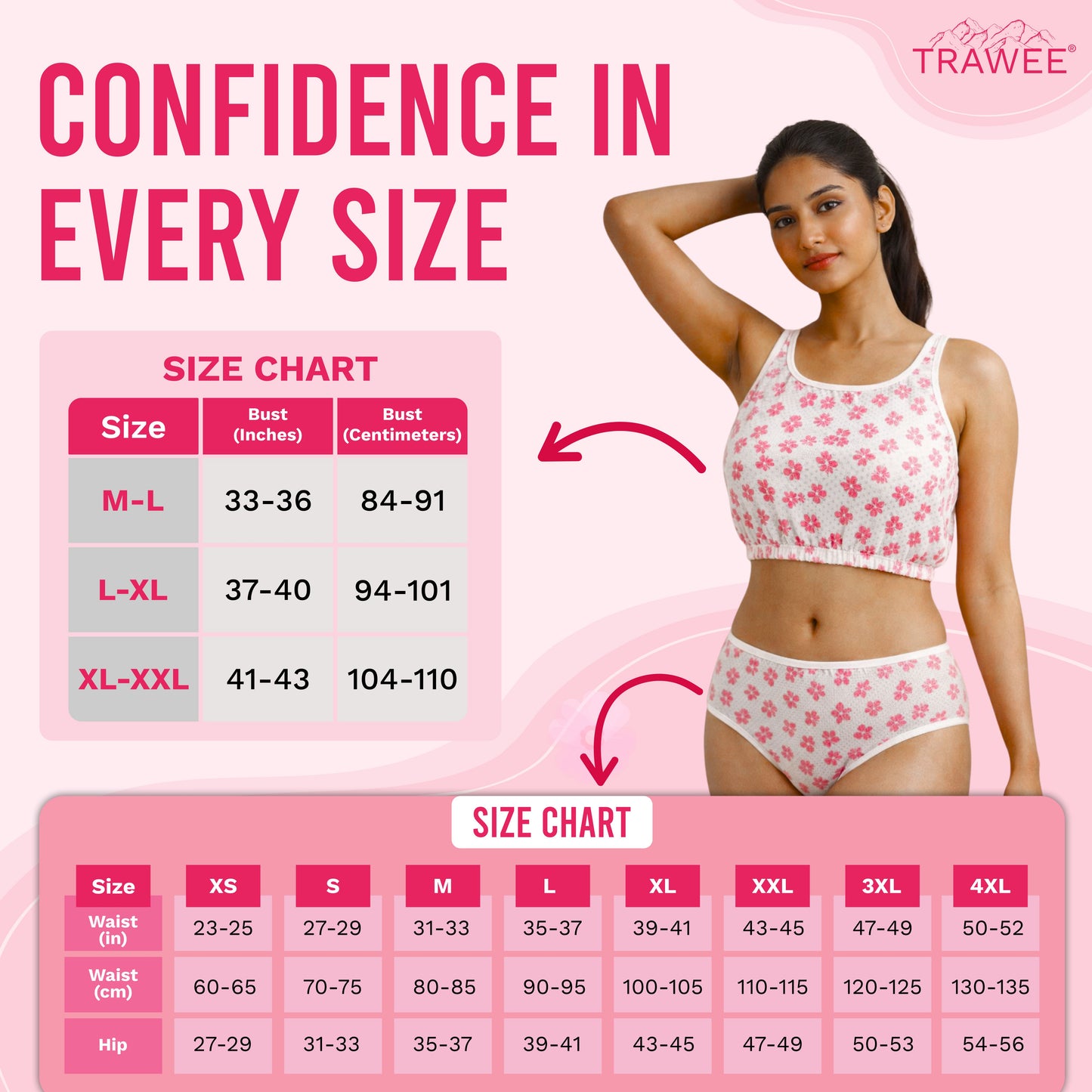 PrintPop Disposable Top & Panty Set for Women | Breathable Non-Woven Hygiene Fabric | Floral Printed Disposable Innerwear | Anti-Bacterial & Anti-Fungal | Single Use Comfort (IN, Alpha, L, 9, Pink)