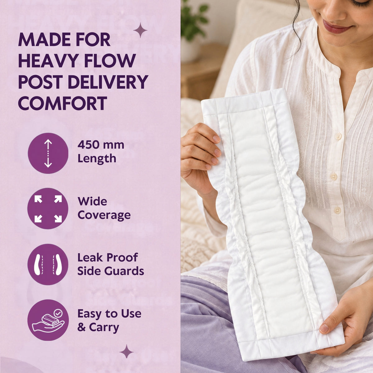 Pregawear Maternity Pad| Premium Disposable Soft Pads for Women| After Delivery Incontinence High Absorption | Heavy Periods | Leak Guard| Postpartum Flow| Rash Free | Overnight Protection