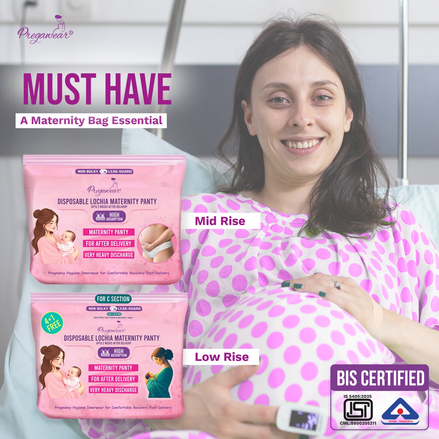 Pregawear Lochia & CS Maternity Panty Combo| Disposable Postpartum Underwear for Normal Delivery & C-Section Recovery| Antifungal, Antibacterial, Breathable, Leak-Proof Panties for New Mothers