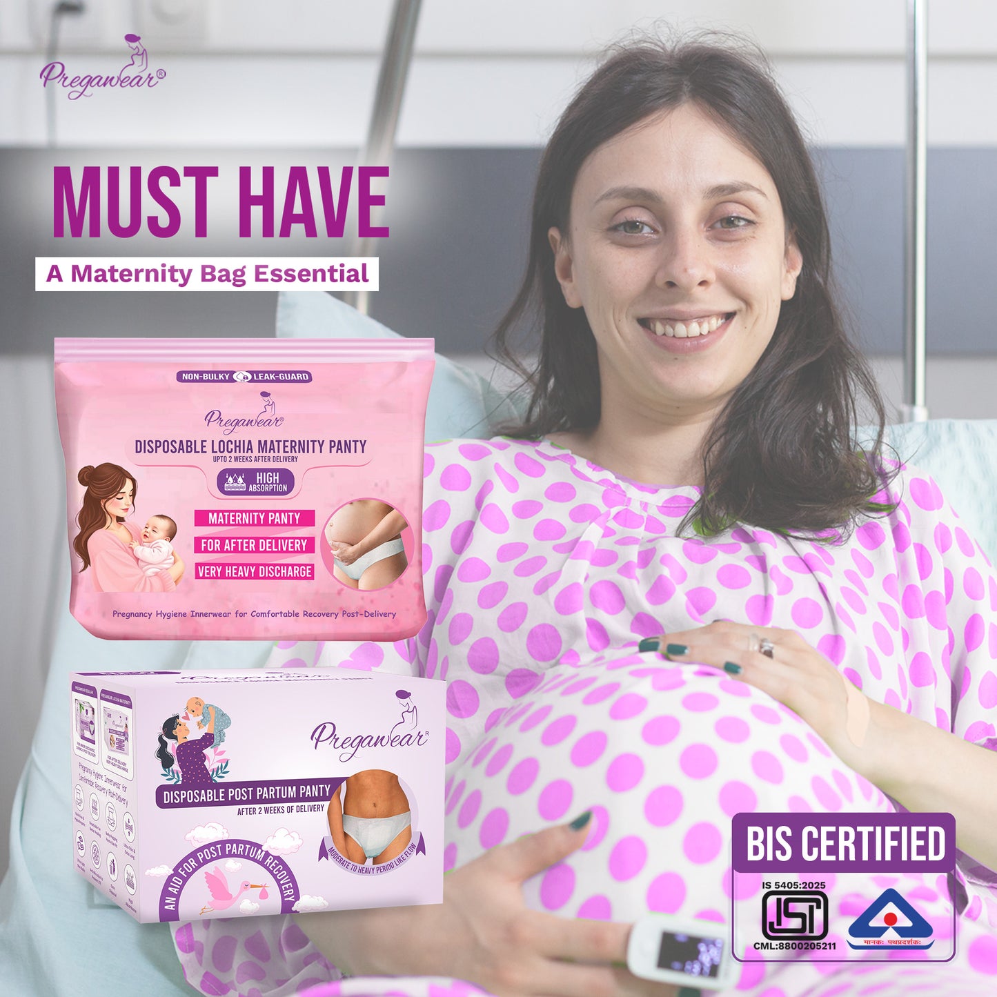 "Pregawear Lochia Maternity Panty(5) & Postpartum Panty(5) Combo | Disposable Antifungal Antibacterial Innerwear for New Mothers | Soft, Breathable, Leak-Proof Panties After Delivery Care "