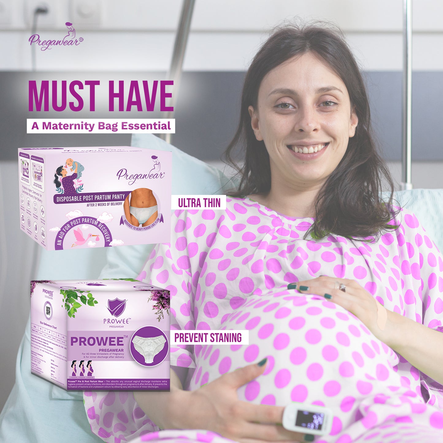 Pregawear Postpartum Panty & Disposable Panties Combo| Heavy Flow & Light Discharge| Soft Breathable Leak-Proof Underwear for New Mothers| Comfortable Rash-Free Pregnancy & After Delivery Care