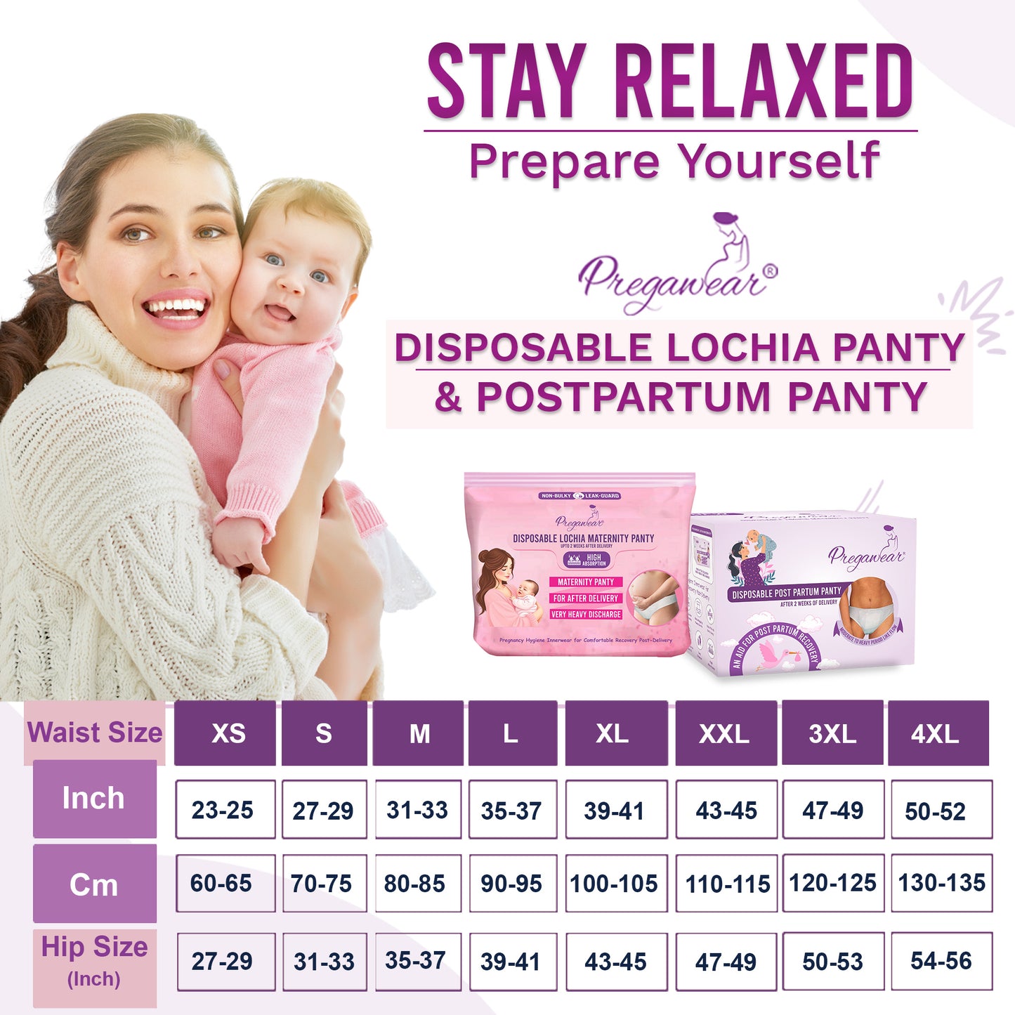 "Pregawear Lochia Maternity Panty(5) & Postpartum Panty(5) Combo | Disposable Antifungal Antibacterial Innerwear for New Mothers | Soft, Breathable, Leak-Proof Panties After Delivery Care "