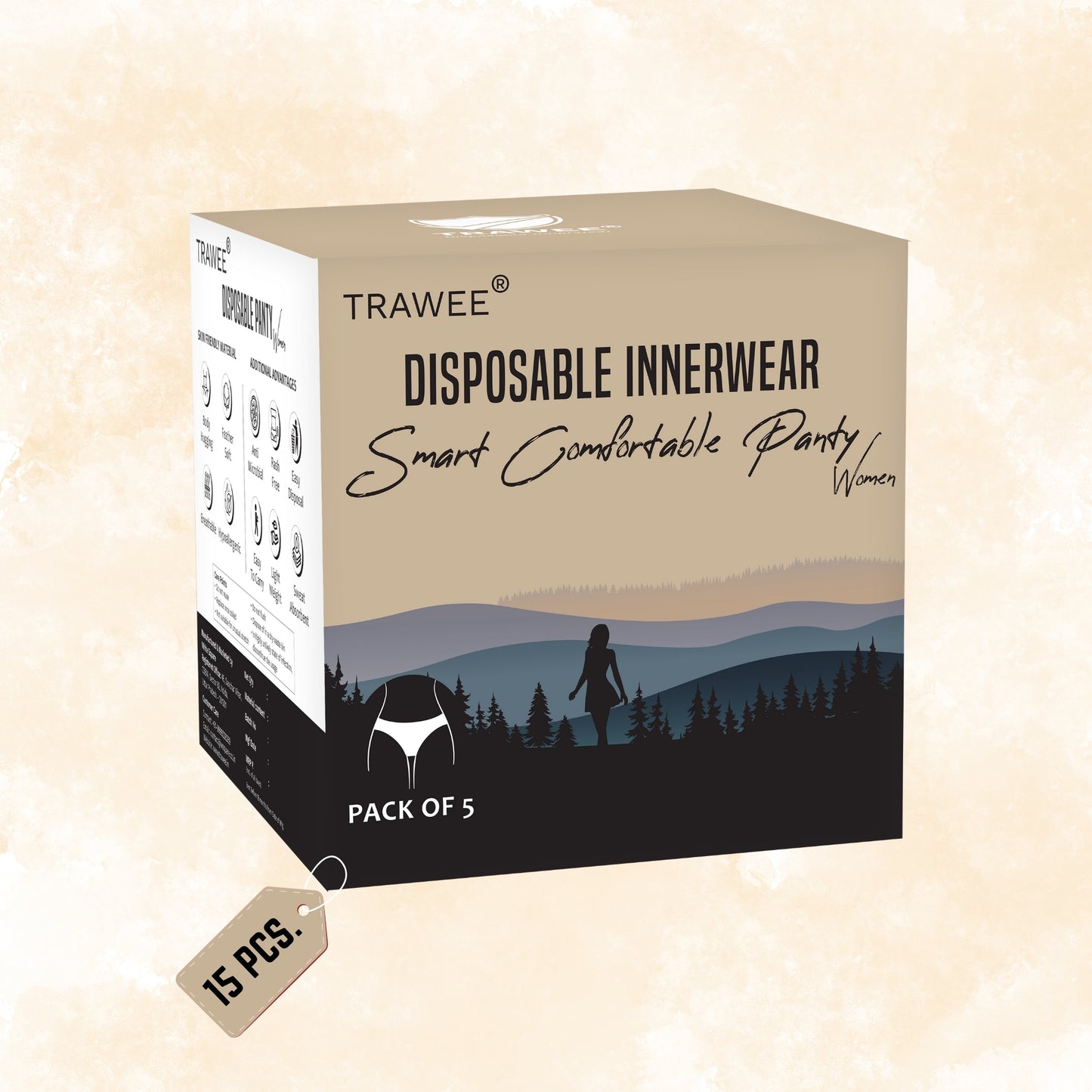 Trawee Disposable Innerwear Women - Panty for Daily Discharge Anti Fungal & Anti Bacteria Underwear Extra Hygiene No Discomfort