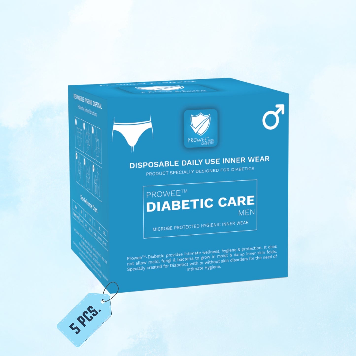For Men with Diabetes Mellitus, Disposable Briefs,with Antimicrobial properties | Prevents Infection, PROWEE- Diabetic Care (Men)