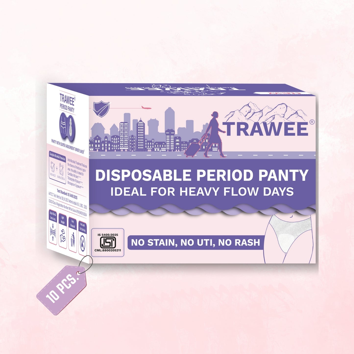 TRAWEE Disposable Period Panties for Heavy Flow with High Absorption Capacity,Customised Fitting Overnight Protection- TRAWEE PP