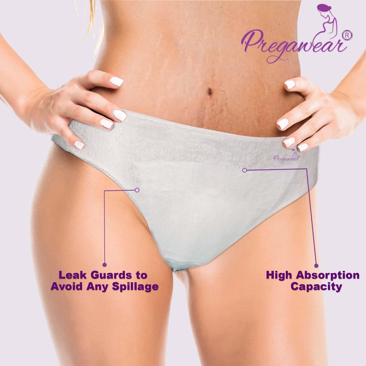 Pregawear Disposable Lochia Panty for Extra Heavy Flow with High Absorption Capacity & Leak Guard - Prowee