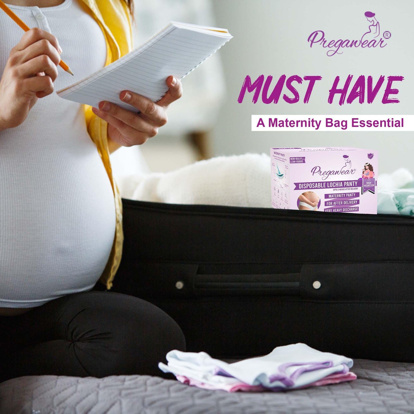 Pregawear Disposable Lochia Panty for Extra Heavy Flow with High Absorption Capacity & Leak Guard - Prowee