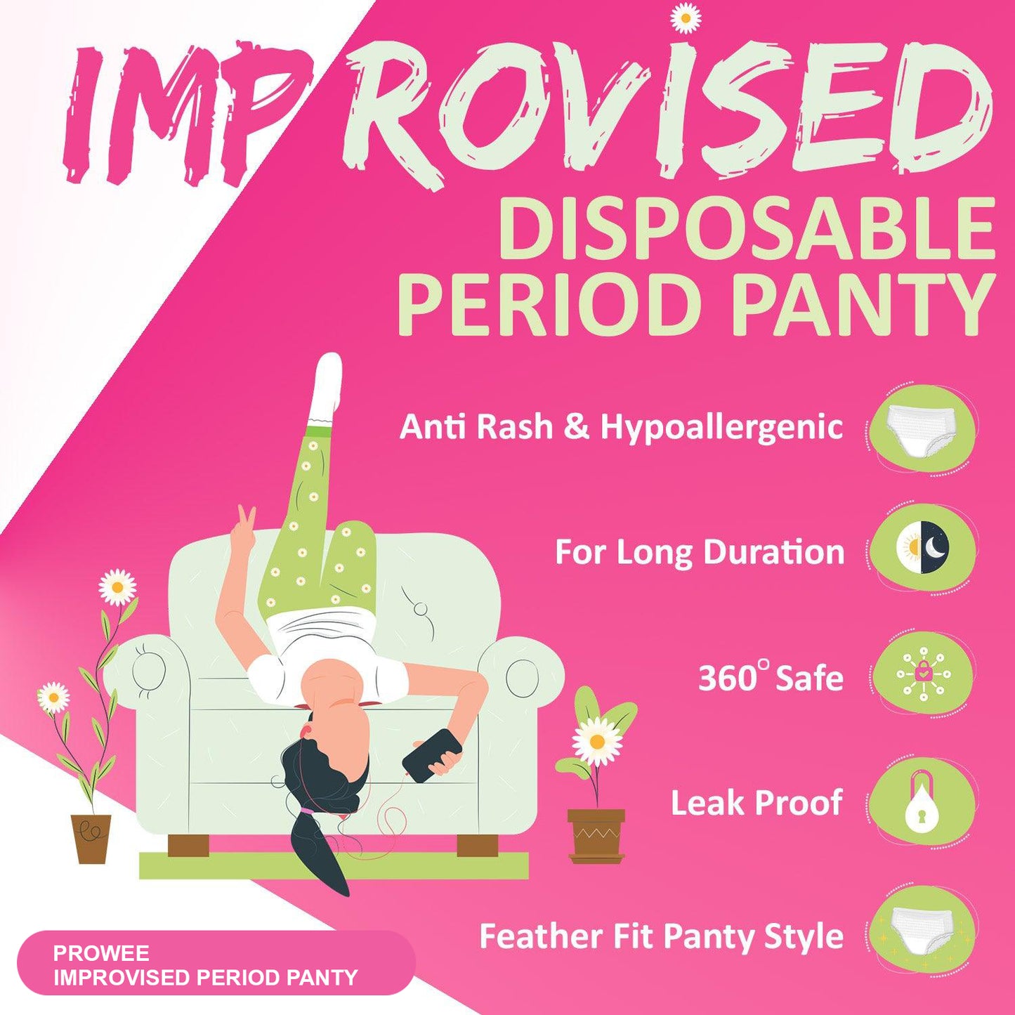 Prowee improvised period panty – disposable menstrual underwear with high absorption
