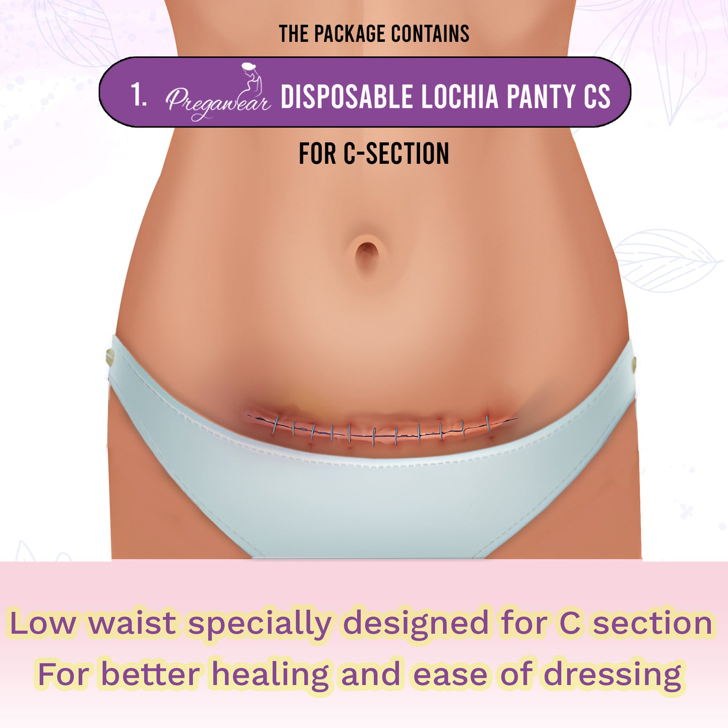 Pregawear Lochia Maternity Panty C Section & Regular Panties Combo| Antifungal, Antibacterial, Soft, Breathable, Leak-Proof Underwear for New Mothers| Heavy & Light Daily Discharge Pregnancy