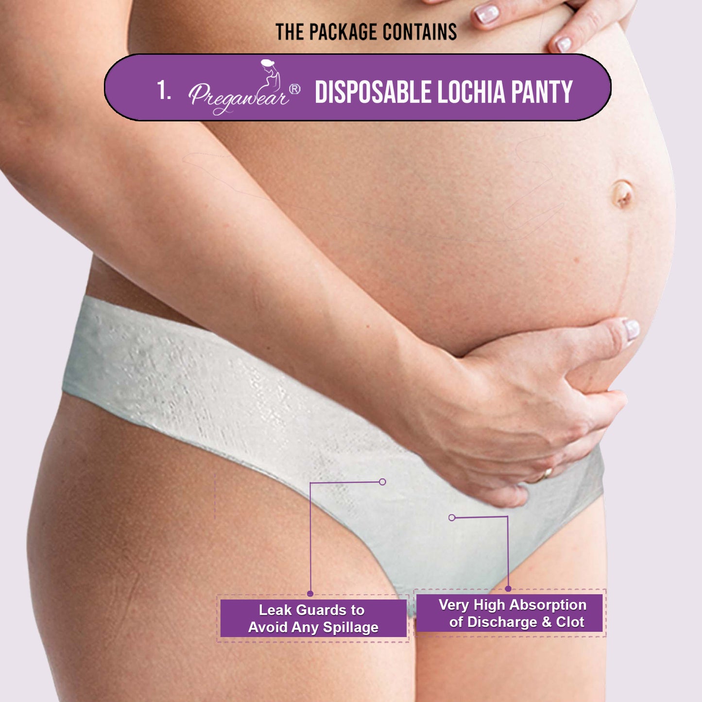 Pregawear Lochia Maternity Panty & Regular Disposable Panty Combo | Antifungal, Antibacterial Underwear for New Mothers | Soft, Breathable, Leak-Proof Panties for Heavy Lochia & Light Daily Discharge