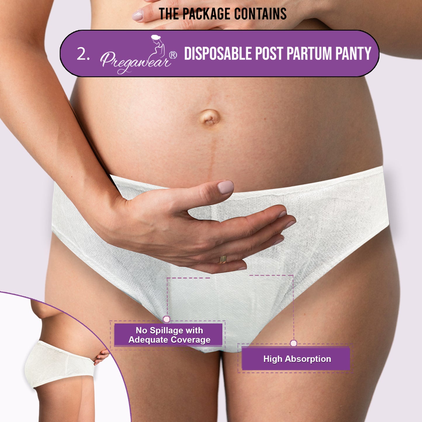 Pregawear Postpartum Panty & Disposable Panties Combo| Heavy Flow & Light Discharge| Soft Breathable Leak-Proof Underwear for New Mothers| Comfortable Rash-Free Pregnancy & After Delivery Care