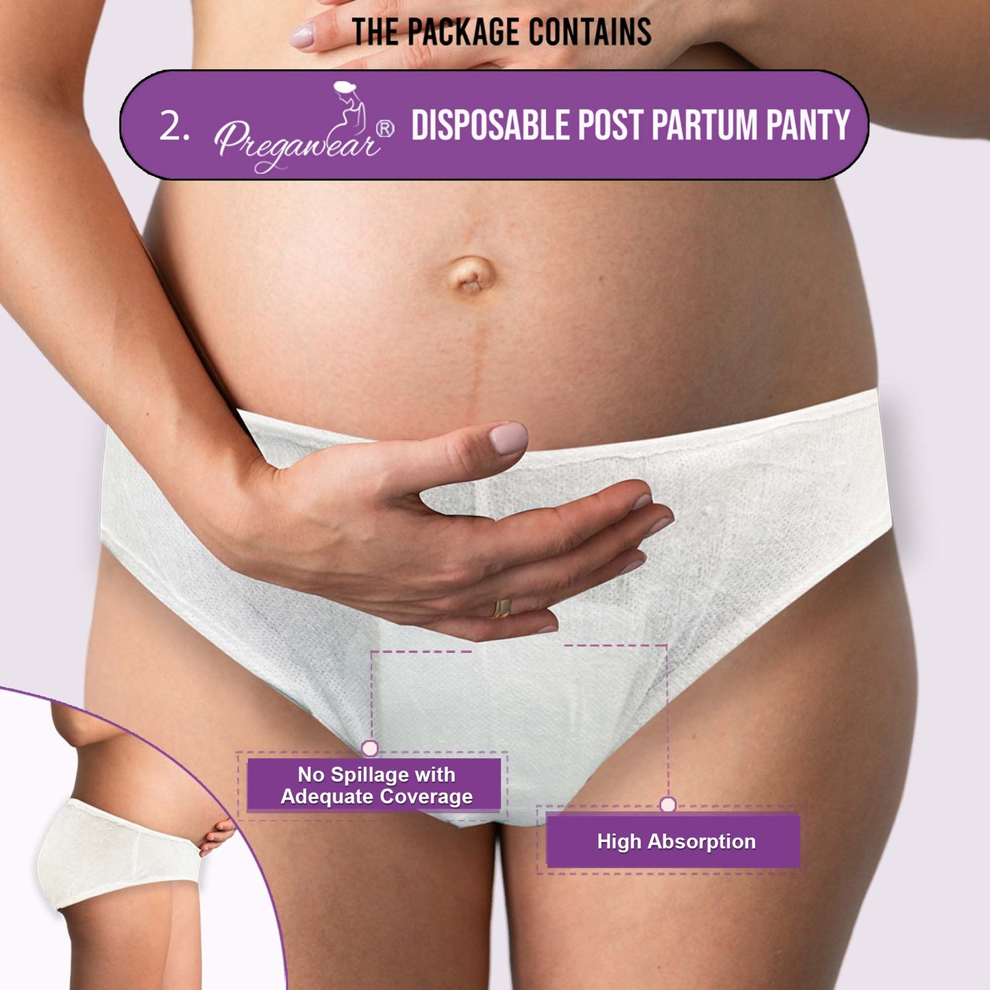 "Pregawear Lochia Maternity Panty(5) & Postpartum Panty(5) Combo | Disposable Antifungal Antibacterial Innerwear for New Mothers | Soft, Breathable, Leak-Proof Panties After Delivery Care  "