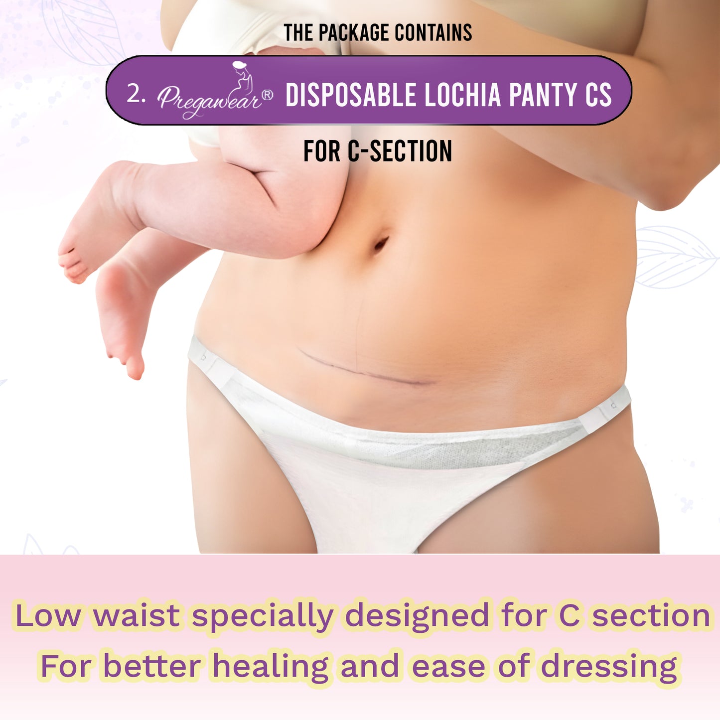 Pregawear Lochia & CS Maternity Panty Combo| Disposable Postpartum Underwear for Normal Delivery & C-Section Recovery| Antifungal, Antibacterial, Breathable, Leak-Proof Panties for New Mothers