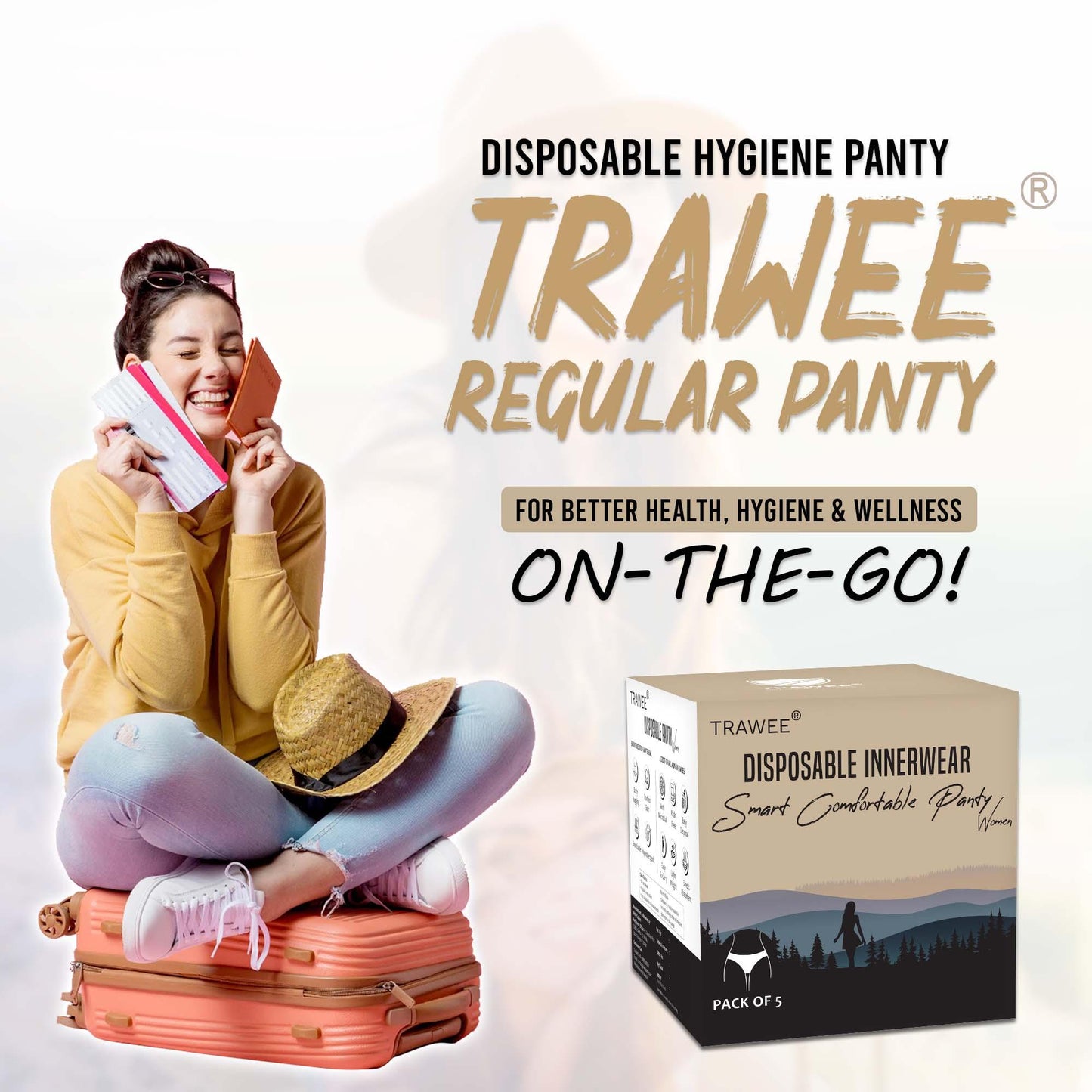 Trawee Disposable Innerwear Women - Panty for Daily Discharge Anti Fungal & Anti Bacteria Underwear Extra Hygiene No Discomfort - Prowee