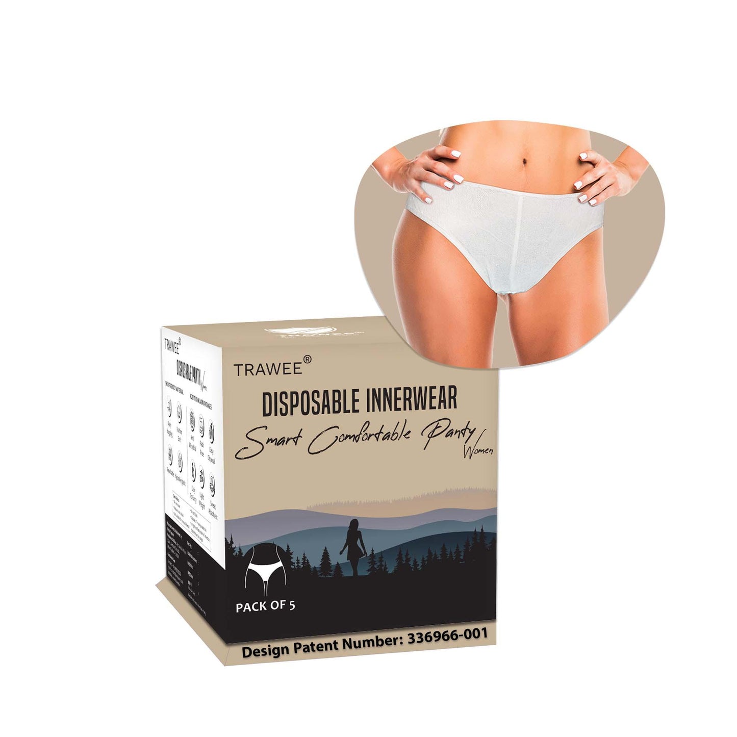 Trawee Disposable Innerwear Women - Panty for Daily Discharge Anti Fungal & Anti Bacteria Underwear Extra Hygiene No Discomfort - Prowee