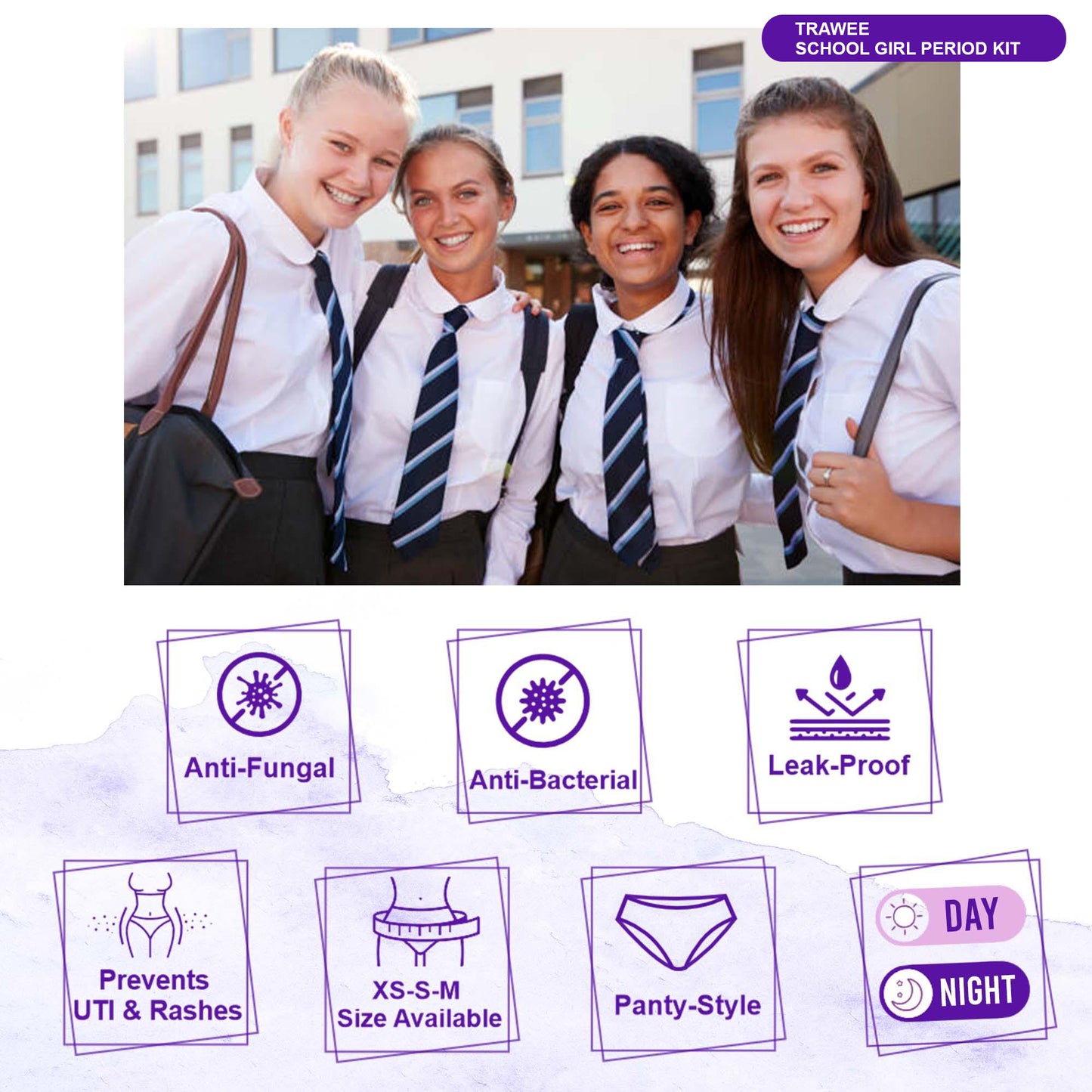 Leak-proof menstrual underwear for school girls – disposable, hygienic, and comfortable