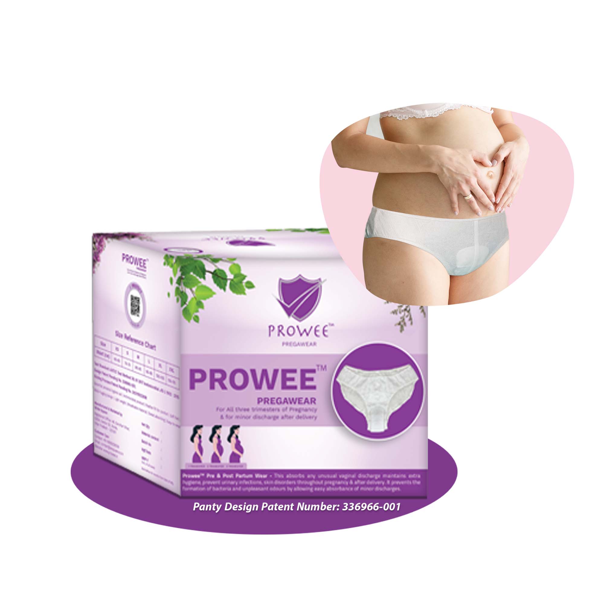 Pregawear® Disposable Women's Prepartum Pregnancy Maternity Panty (Pre-Fitted with Panty Liner for Minor Discharge) (Pack of 5)