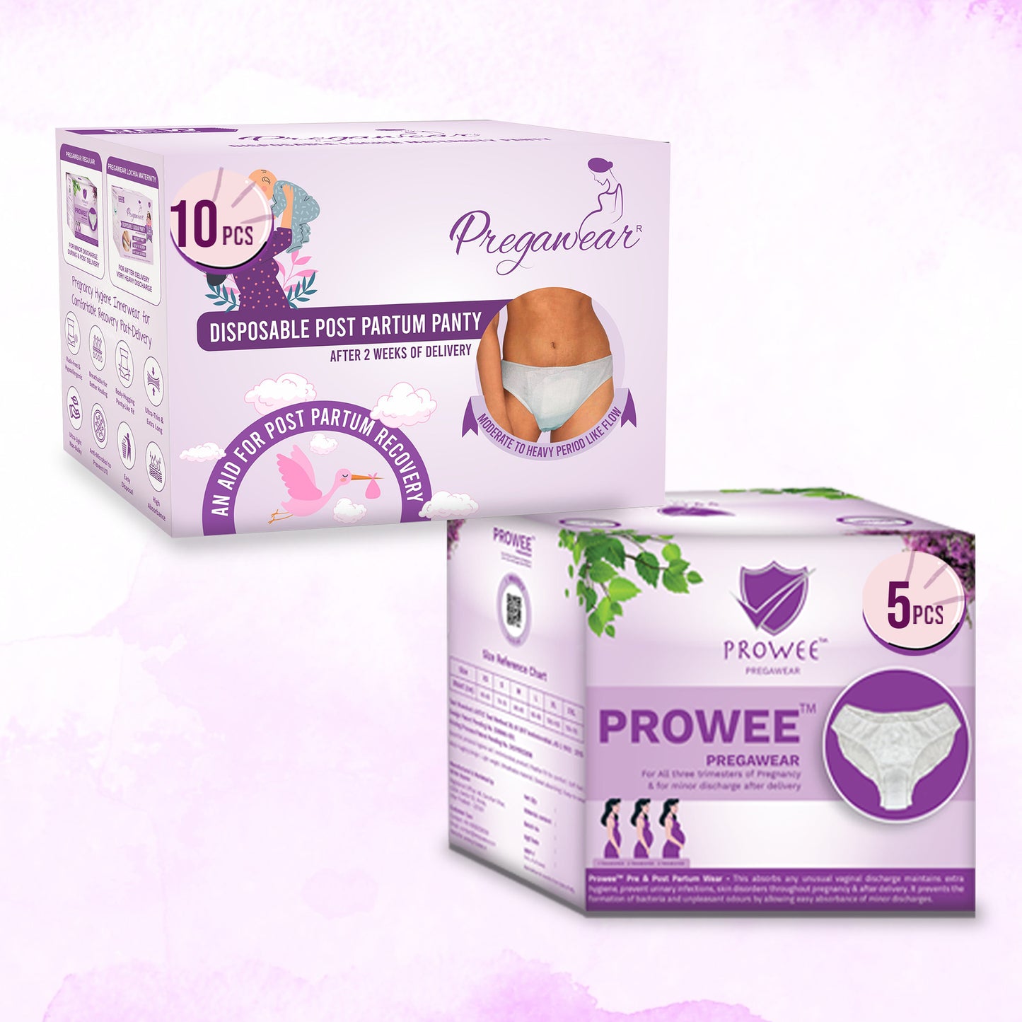 Pregawear Postpartum Panty & Disposable Panties Combo| Heavy Flow & Light Discharge| Soft Breathable Leak-Proof Underwear for New Mothers| Comfortable Rash-Free Pregnancy & After Delivery Care