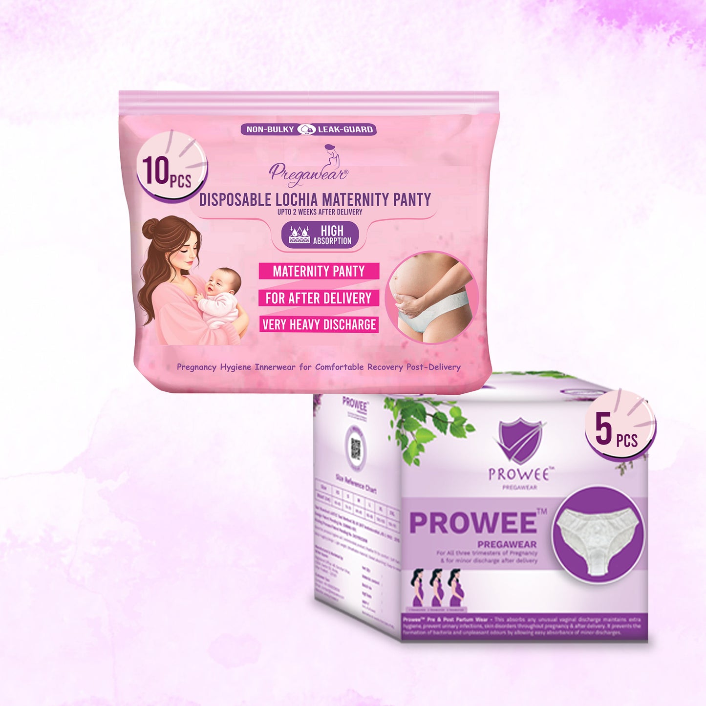 Pregawear Lochia Maternity Panty & Regular Disposable Panty Combo | Antifungal, Antibacterial Underwear for New Mothers | Soft, Breathable, Leak-Proof Panties for Heavy Lochia & Light Daily Discharge