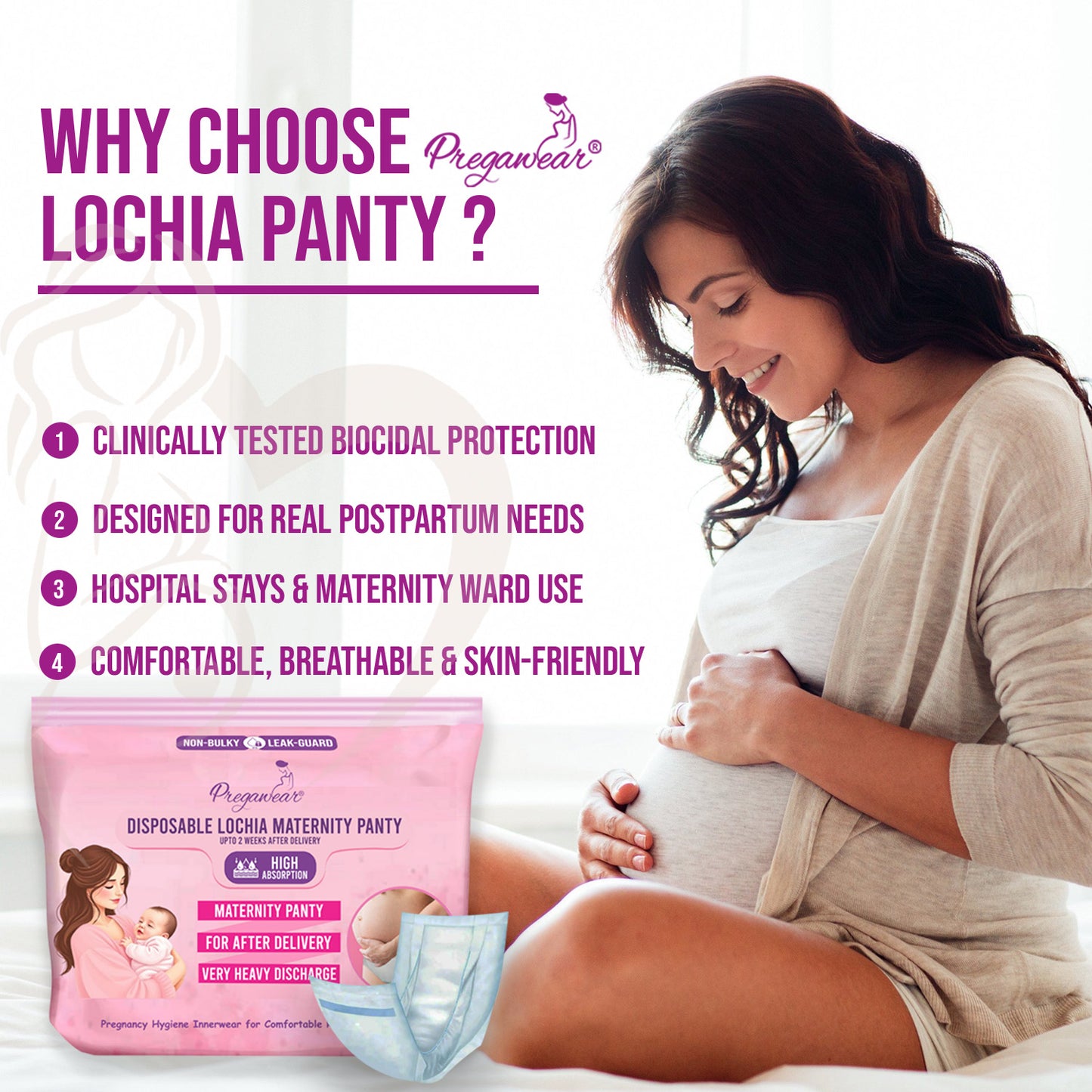 Pregawear Lochia Maternity Panty & Maternity Pad Combo| Heavy Flow | Post Delivery