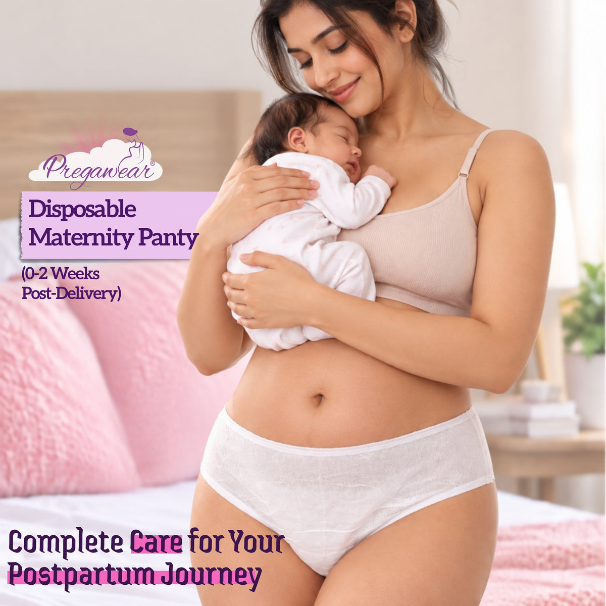 Disposable Lochia Maternity Panty with Nursing Cover Free Super Absorbent Postpartum Underwear for Heavy Bleeding After Delivery | Leak Guard Protection