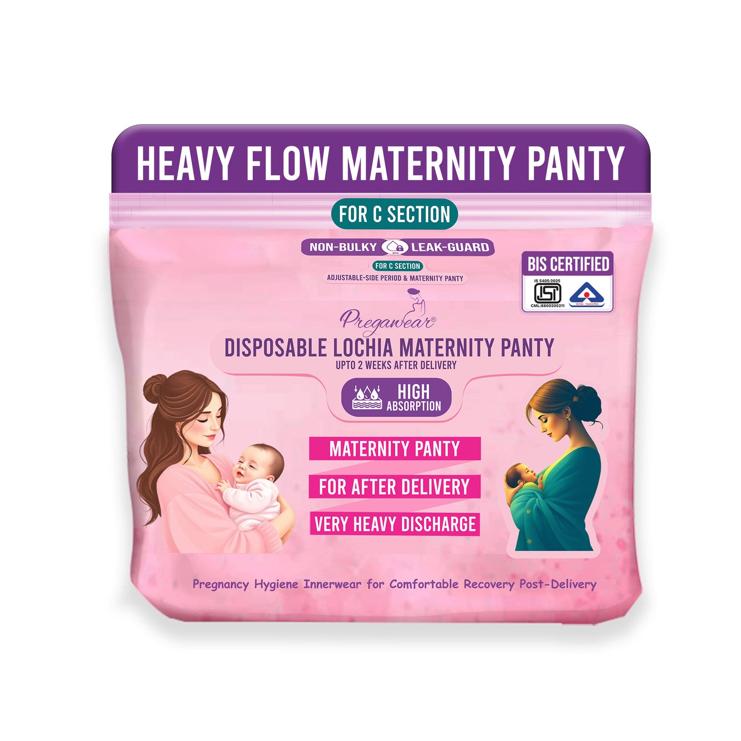 Pregawear Lochia Maternity C Section Panty|Heavy Flow Postpartum| Also for Normal DeliveryIDisposable Period