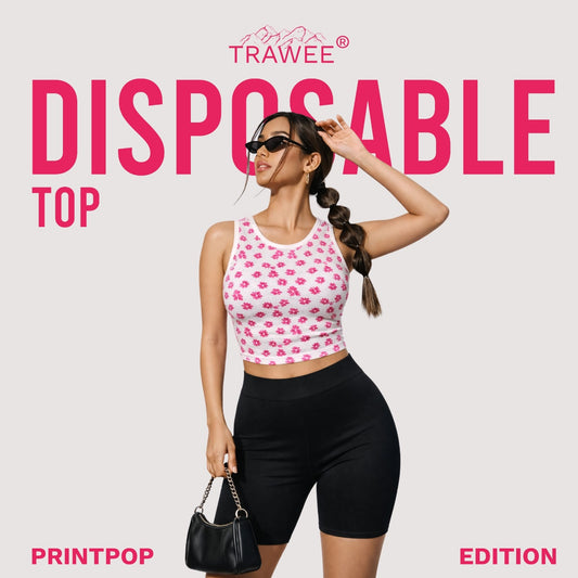 Trawee Print Pop Disposable Top for Women | Breathable, Antibacterial & Antifungal Innerwear | Travel-Friendly Lightweight Summer Tank Top