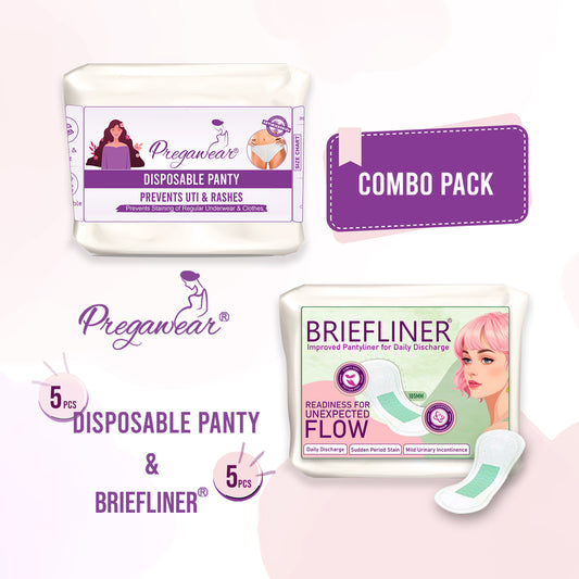 Pregawear Disposable Panty  & Periods Briefliner Disposal Briefs Combo