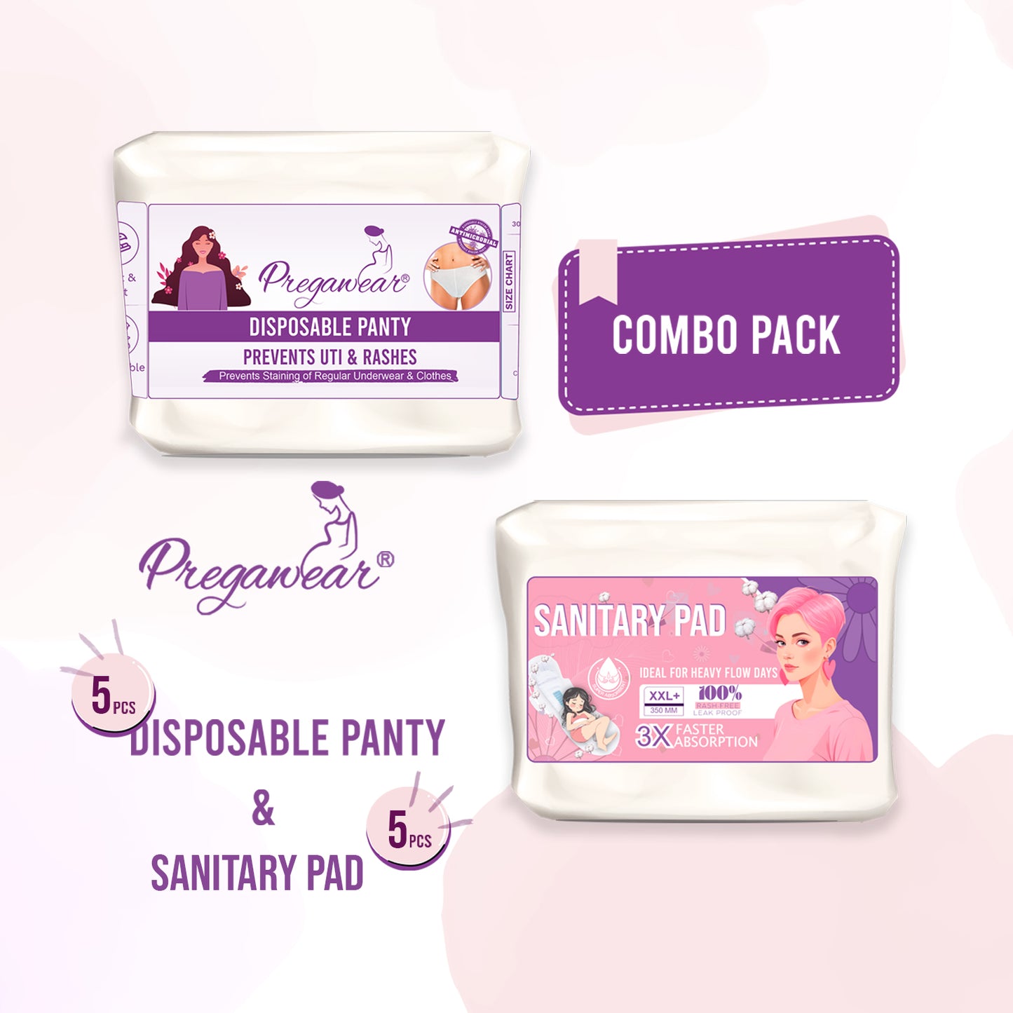 Disposable Panty & Sanitary Pad Combo| Heavy Flow|Overnight Protection