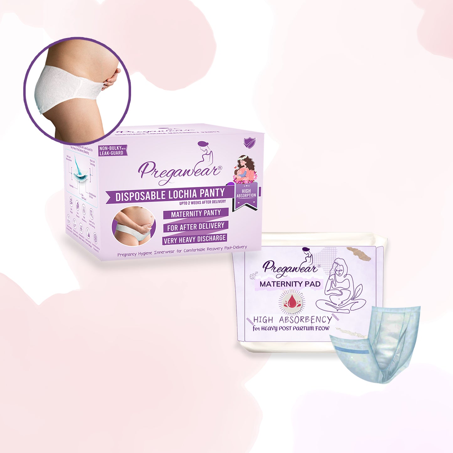 Pregawear Lochia Maternity Panty & Maternity Pad Combo| Heavy Flow | Post Delivery