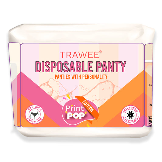 Trawee Women Disposable Panties| Print Pop Travel Underwear | Rash-Free, Breathable, Antibacterial, Antifungal| Prevents UTI| Perfect for Daily Use, Trips, Trekking & Vacations| No Laundry