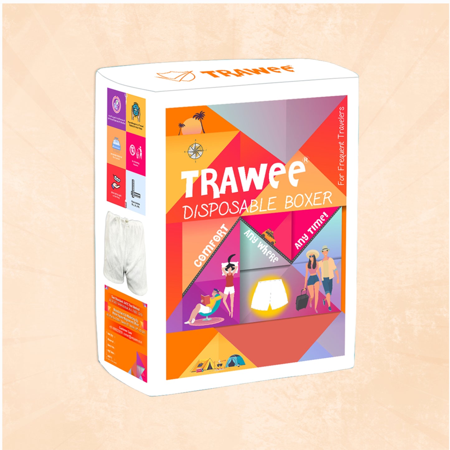 Trawée Disposable Boxer Brief – Single Use Travel Underwear | Lightweight Breathable Innerwear | Ideal for Travel, Gym, Trekking & Emergency Use